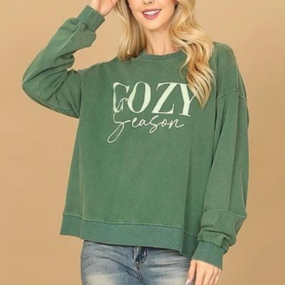 Long Sleeve Cozy Season Print Top